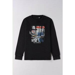 Bluza cu imprimeu grafic - Negru/Alb murdar/Albastru imagine