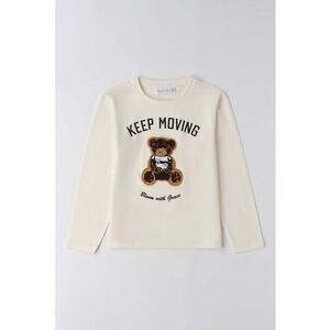 Bluza din amestec de bumbac cu imprimeu - Alb fildes/Negru/Maro imagine