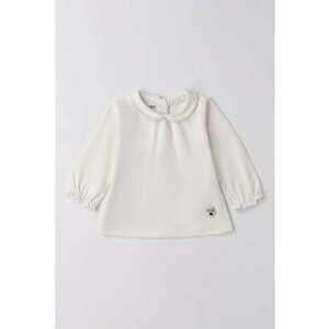 Bluza lejera cu mansete elastice si capse - Alb fildes imagine