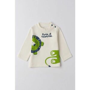 Bluza de bumbac cu imprimeu - Verde/Alb fildes/Bleumarin imagine