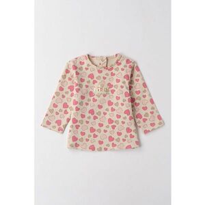 Bluza din amestec de bumbac cu model inimi - Maro deschis/Maro nisip/Roz imagine