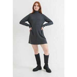 Rochie lejera cu guler inalt - Gri inchis melange imagine