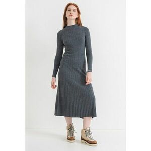 Rochie lunga cu guler inalt - Gri inchis melange imagine