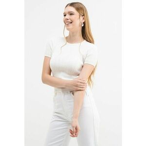 Pulover slim-fit cu maneci scurte - Alb imagine