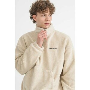 Bluza de trening cu buzunar kangaroo si fenta cu fermoar - Bej deschis imagine