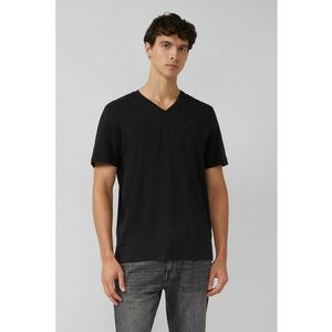 Tricou de bumbac cu decolteu in V - Negru imagine