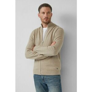 Cardigan regular fit cu fermoar - Maro deschis imagine