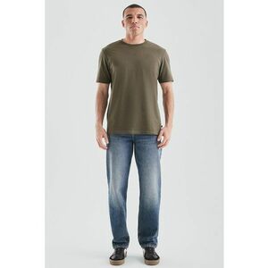 Tricou regular fit cu decolteu la baza gatului - Verde feriga imagine