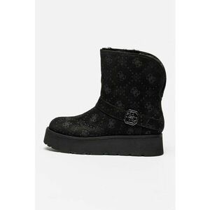 Ghete slip-on de piele intoarsa ecologica cu captuseala de blana sintetica - Negru/Gri carbune imagine