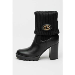 Botine de piele ecologica cu garnituri tricotate - Negru imagine