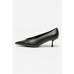 Pantofi de piele cu varf ascutit si toc stiletto - Negru imagine