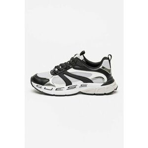 Pantofi sport low-cut cu garnituri de piele ecologica - Alb/Negru/Argintiu imagine