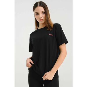 Bluza de pijama din amestec de bumbac cu decolteu la baza gatului - Negru imagine