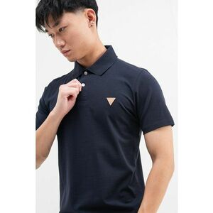 Tricou polo din amestec de bumbac cu logo discret - Albastru ultramarin imagine