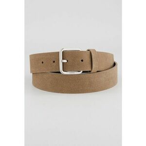 Curea de piele intoarsa cu catarama metalica - Bej inchis imagine