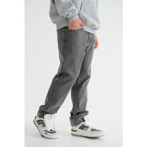 Blugi relaxed-fit din bumbac cu talie medie - Gri deschis imagine