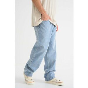 Blugi relaxed-fit din bumbac cu talie medie - Albastru deschis imagine