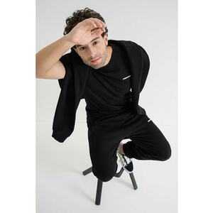 Tricou regular-fit cu logo discret - Negru/Alb optic imagine
