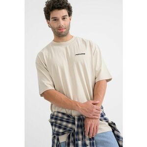Tricou lejer din bumbac cu logo - Bej deschis imagine