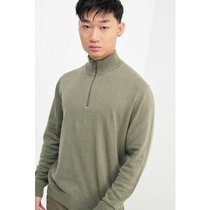 Pulover regular fit uni cu guler cu fermoar - Verde feriga imagine