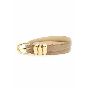 Curea din piele cu accesoriu metalic - Maro taupe imagine