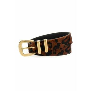 Curea din piele cu par scurt si animal print - Maro inchis/Maro scortisoara imagine