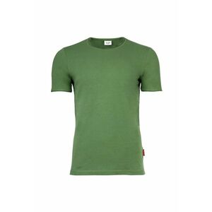 Tricou cu decolteu la baza gatului si model uni - Verde imagine