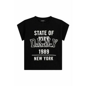 Tricou cu decolteu la baza gatului - imprimeu text si logo - Negru/Alb optic imagine