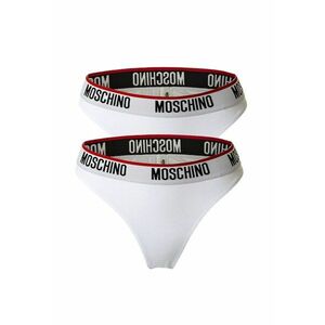 Set de chiloti tanga cu banda logo in talie - 2 perechi - Alb imagine