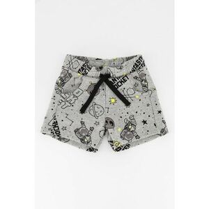 Pantaloni scurti de bumbac cu imprimeu - Gri melange imagine