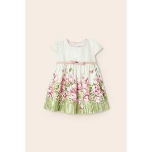 Rochie babydoll cu model floral - Alb/Verde/Roz imagine