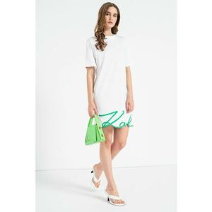 Rochie de bumbac organic cu terminatie logo - Alb imagine
