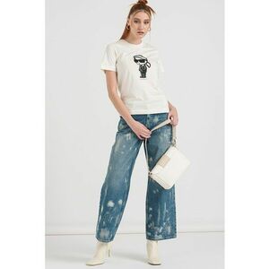 Tricou de bumbac organic cu imprimeu logo - Negru stins/Alb murdar imagine
