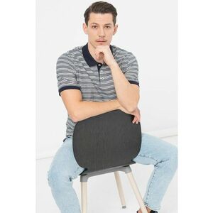 Tricou polo cu dungi Bluwin - Albastru ultramarin/Alb murdar imagine