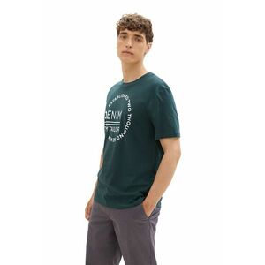 Tricou de bumbac cu logo - Verde inchis imagine