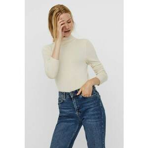 Pulover cu model uni si guler inalt Glory - Maro nisip imagine