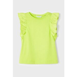 Tricou de bumbac cu maneci cu volane - Verde lime imagine