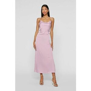 Rochie midi cu aspect de satin - Roz pastel imagine