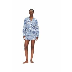 Pijamale dama - floral - albastru - bumbac imagine