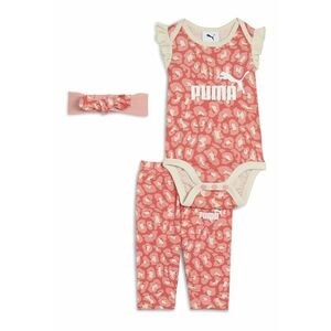 Set de body de bumbac cu imprimeu - colanti si bentita - 3 piese - Coral/Roz imagine