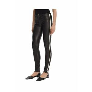 Pantaloni dama - Piele naturala - Negru imagine