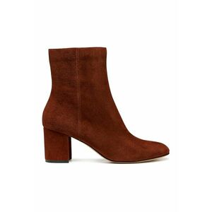 Botine de piele intoarsa cu toc masiv - Maro cognac imagine
