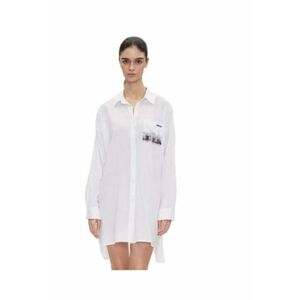 Rochie dama bumbac si viscoza - alb - imagine