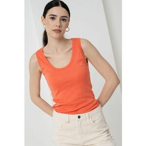 Top cambrat cu decolteu rotund - Portocaliu mandarina imagine