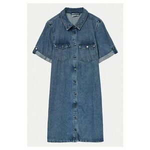 Rochie denim albastru mediu - 90% bumbac - 10% viscoza imagine