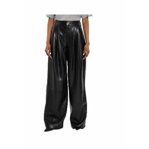 Pantaloni dama - imitatie de piele - negru - imagine
