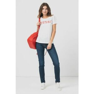 Tricou cu imprimeu logo si decolteu rotund - Alb imagine