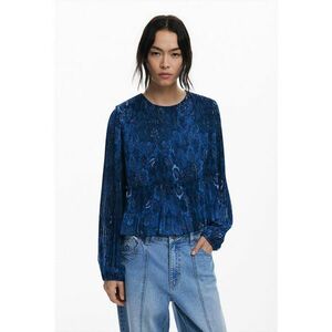 Bluza cu peplum si pliseuri - Albastru inchis imagine