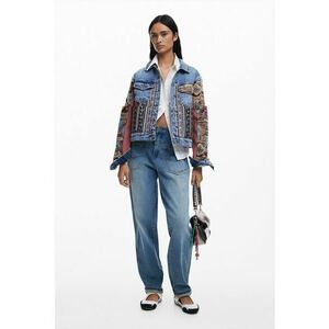 Jacheta din denim cu model etnic - Rosu/Bej/Albastru deschis imagine