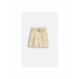 Pantaloni scurti copii - ecru - bumbac - curea reglabila - buzunare practice imagine